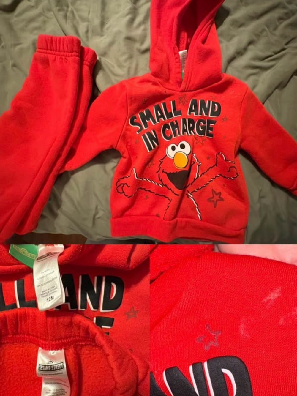 Sesame Street Red Elmo 'Small and In Charge' Kids Sweatpants & Hoodie Set